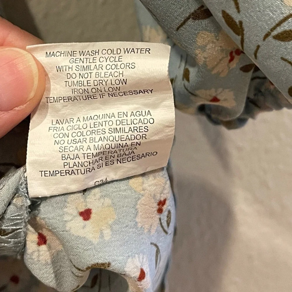 LiIy Rose Mint Green Long Sleeve Ditsy Floral Dress Size Juniors Large - Picture 6 of 10